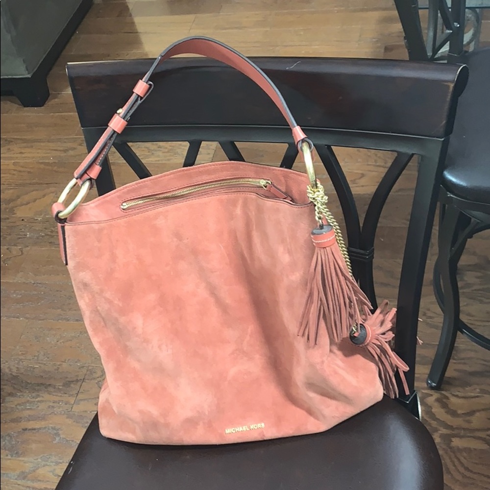 Michael Kors salmon suade purse- NEVER CARRIED.